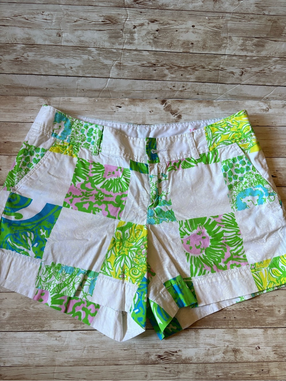 Lilly Pulitzer White Green Patchwork The Callahan Short